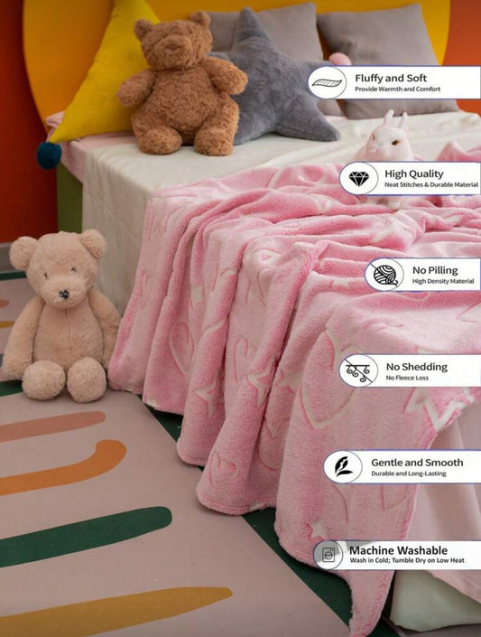 Hearts glowing blanket